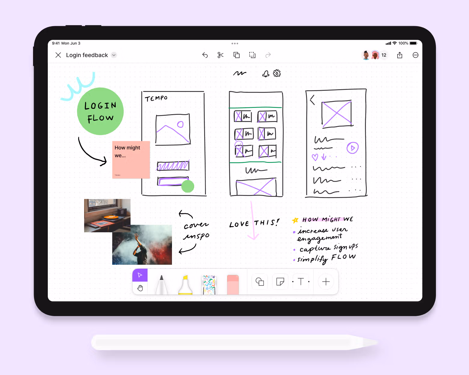 Wireframe sketch example